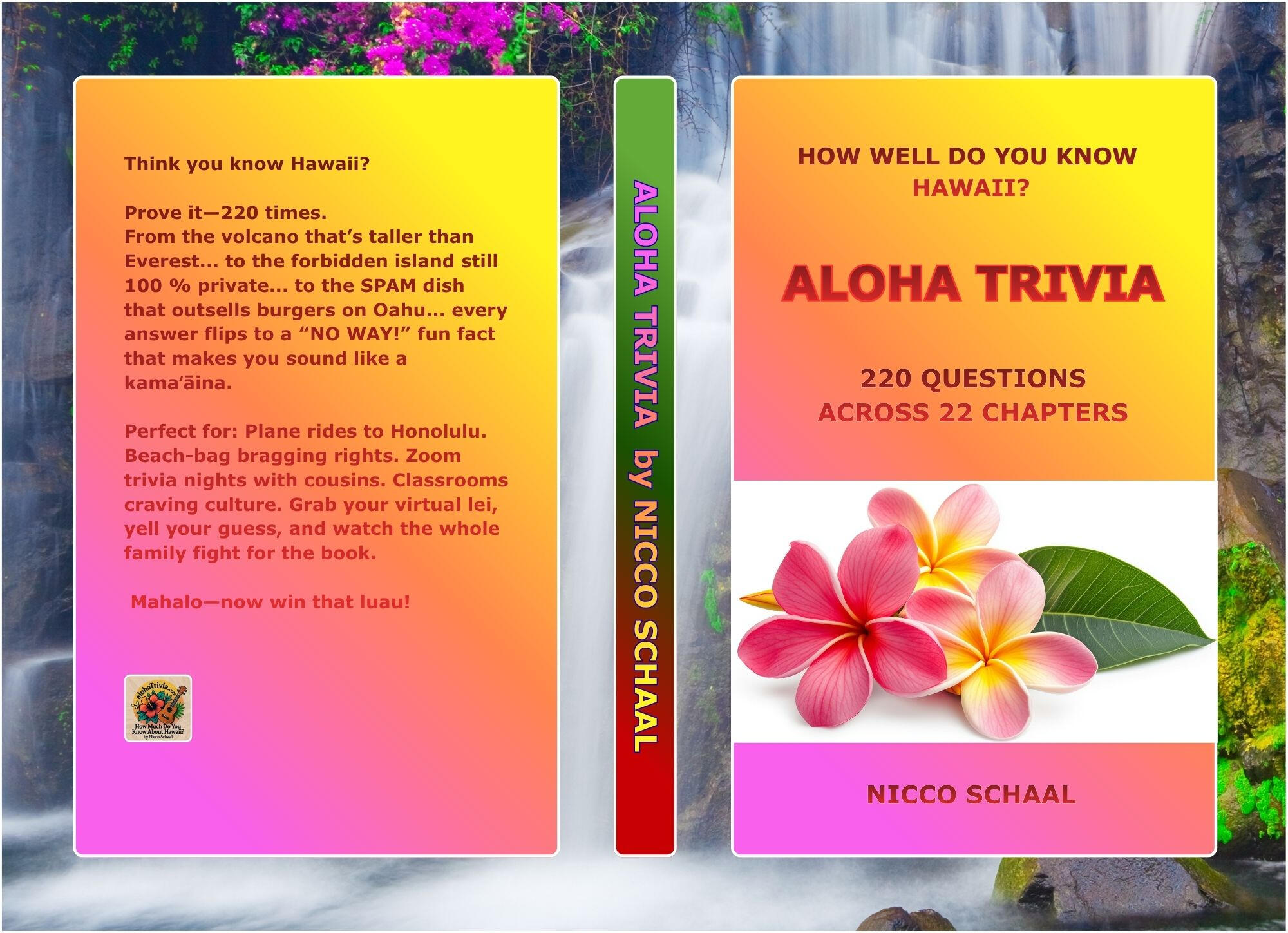 ALOHA TRIVIA Book cover for Aloha Trivia by Nicco Schaal.